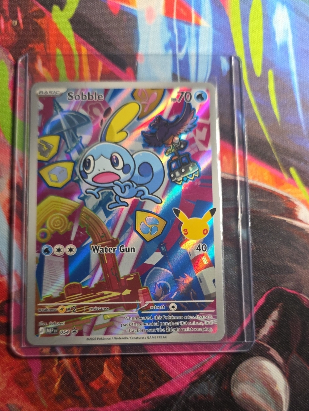 Pokemon Sobble Holofoil Trading Card - Blue, Yellow, Pink